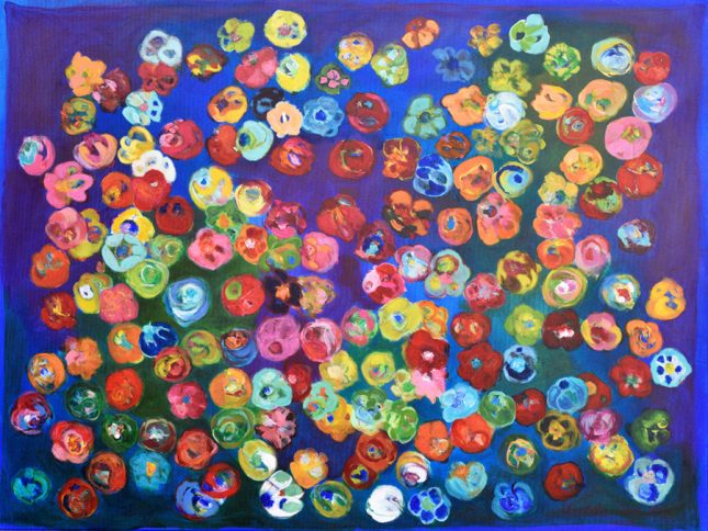 Flying Flowers, Acryl auf LW – 120 x 160 cm